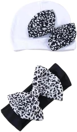 Baby Girl Leopard Hat and Matching Headband Set