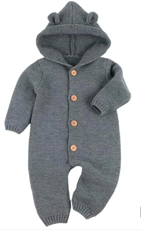 Baby Knitted Hooded Jumpsuit Romper