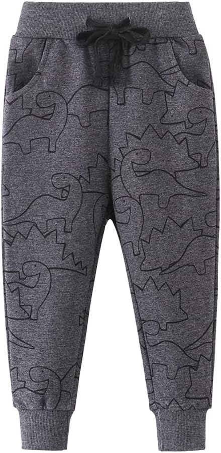 Boys Cute Dinosaur Design Cotton Active Jogger Sweatpants