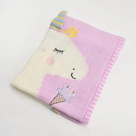 Adorably Cute Unicorn Knitted Baby Blanket