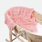 Hollow of Heart Pattern Knitted Swaddle/Blanket 2