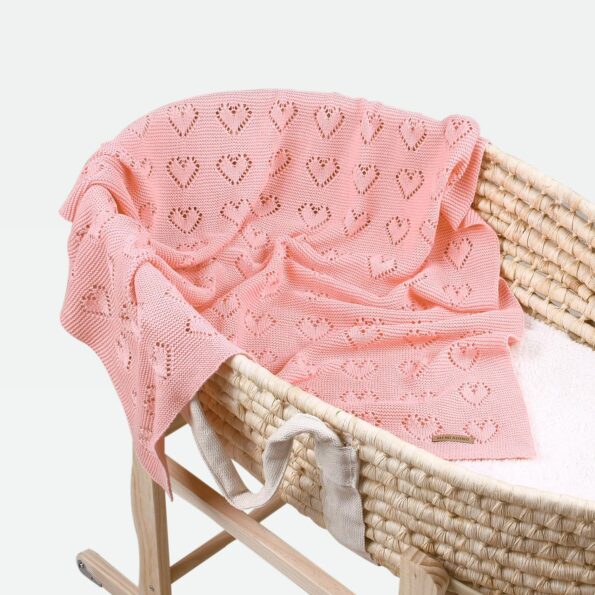 Hollow of Heart Pattern Knitted Swaddle/Blanket